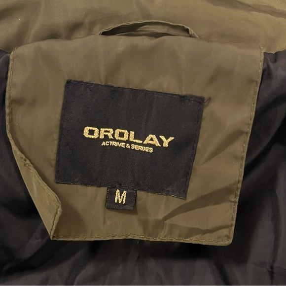 Orolay Women's Green Down Puffer Jacket Hooded Winter Coat Two-Way Zipper Size M - Picture 12 of 15